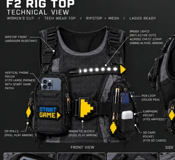 F2 RIG TOP: Women's chest-rig top, Imaginative Arcade techwear