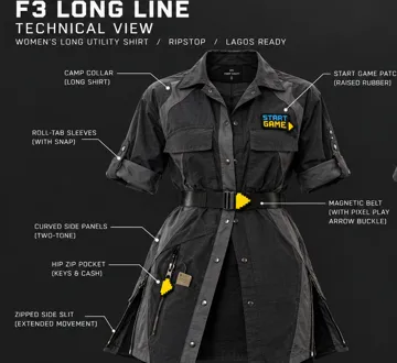F3 LONG LINE: Women's long shirt, Imaginative Arcade techwear