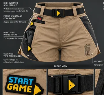 F5 BUM SHORTS: Women's high-waist shorts, Imaginative Arcade techwear