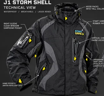 J1 STORM SHELL: Hooded rain shell, Imaginative Arcade techwear