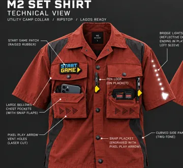 M2 SET SHIRT: Camp-collar ripstop shirt, Imaginative Arcade techwear